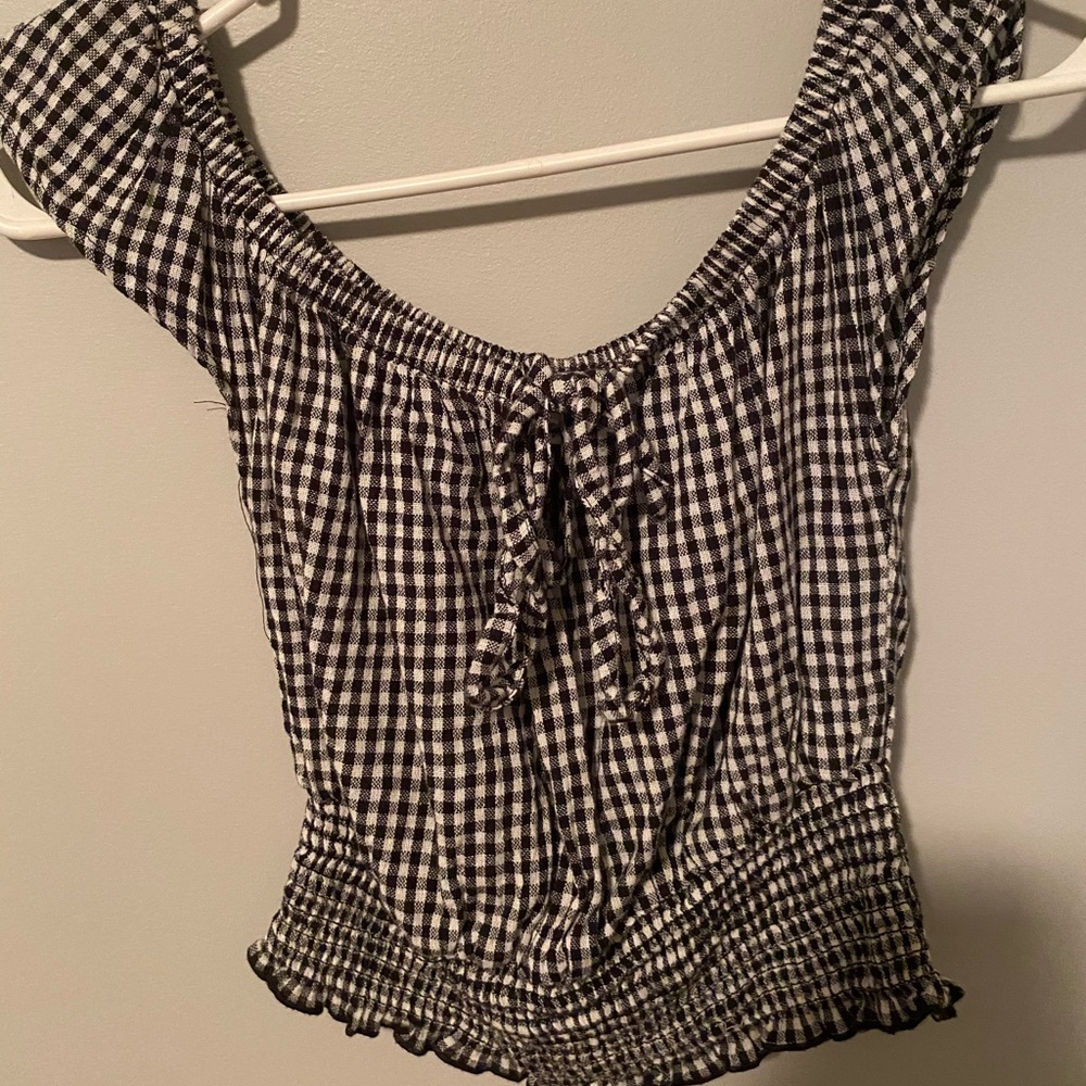 Plaid Off the Shoulder Shirt